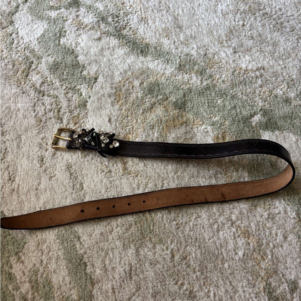 DSQUARED2 Black and Brown Leather Belt with Embellishments